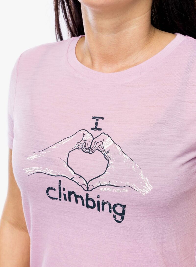 Original Tricou cu lana merinos femei Super.natural I Love Climbing Tee - mauve mist/b.berry/nat wht