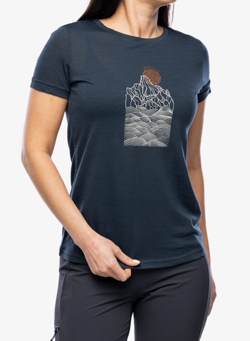 Tricou cu lana merinos femei Super.natural Preikestolen Cliffs Tee - blueberry/feather grey/copper