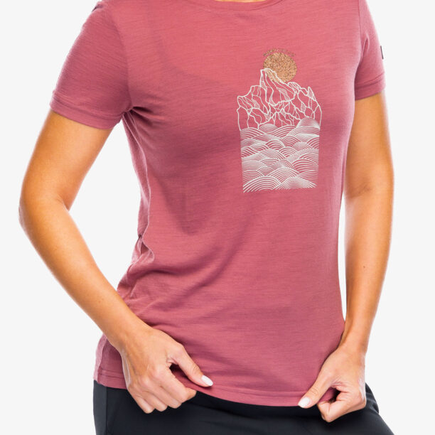 Cumpăra Tricou cu lana merinos femei Super.natural Preikestolen Cliffs Tee - roan rouge/f.grey/copper