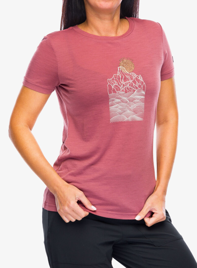 Cumpăra Tricou cu lana merinos femei Super.natural Preikestolen Cliffs Tee - roan rouge/f.grey/copper