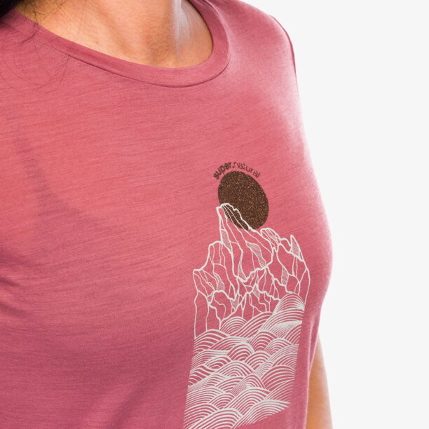 Original Tricou cu lana merinos femei Super.natural Preikestolen Cliffs Tee - roan rouge/f.grey/copper