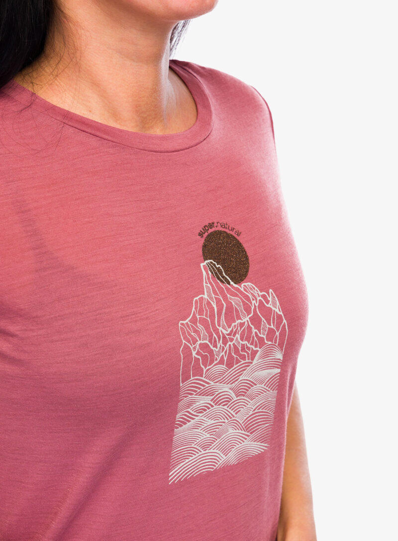 Original Tricou cu lana merinos femei Super.natural Preikestolen Cliffs Tee - roan rouge/f.grey/copper