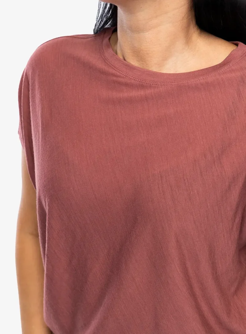 Original Tricou cu lana merinos femei Super.natural Yoga Loose Tee - roan rouge