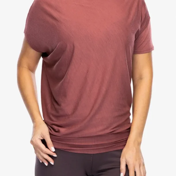 Tricou cu lana merinos femei Super.natural Yoga Loose Tee - roan rouge