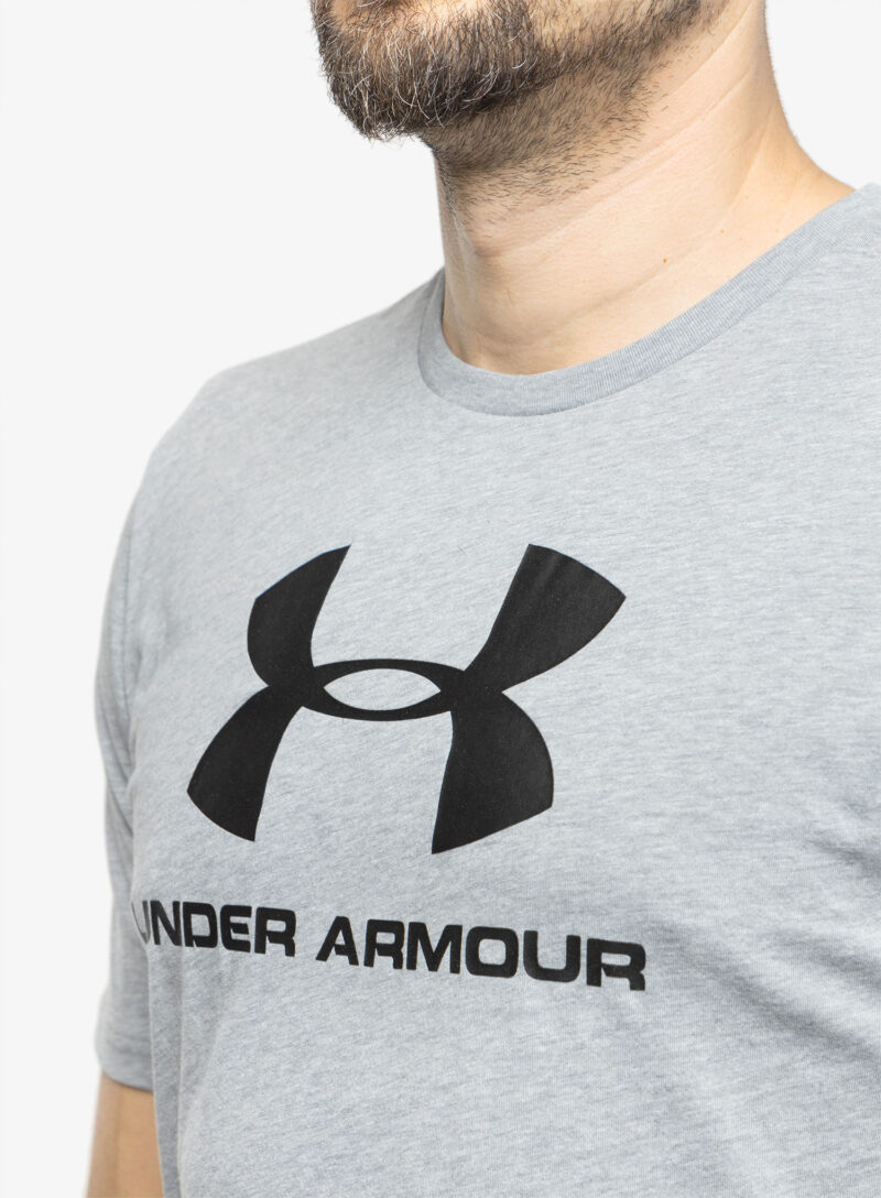 Original Tricou de antrenament pentru barbati Under Armour Sportstyle Logo Short Sleeve - steel light heather/black