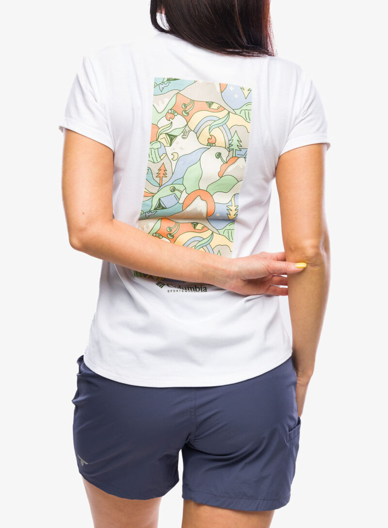 Tricou femei Columbia Sun Trek S/S Graphic Tee - white/epicamp preţ