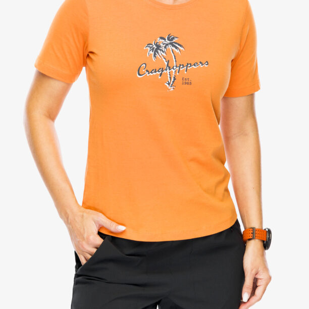 Tricou femei Craghoppers Ally S/S T-Shirt - nectar orange palm tree