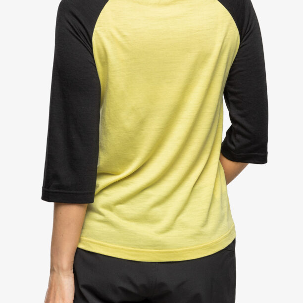 Tricou femei Mons Royale Tarn Merino Shift Raglan 3/4 - black/limelight preţ