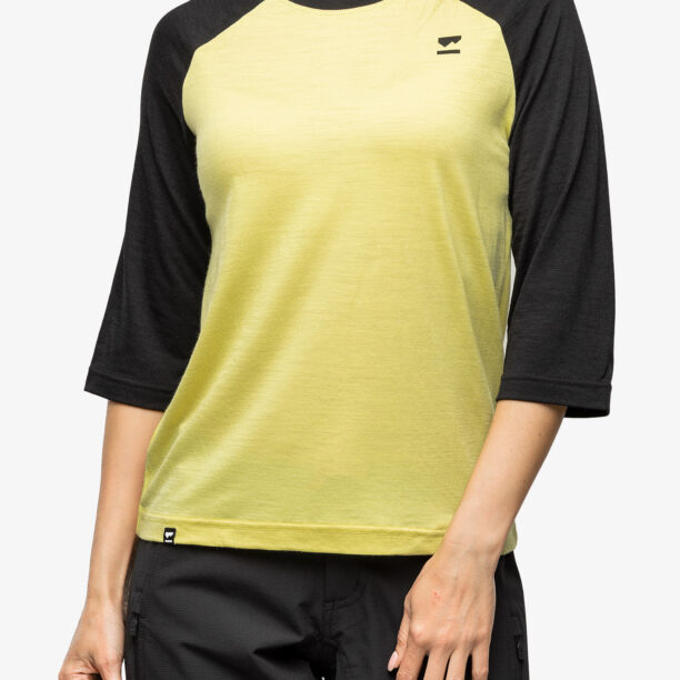 Cumpăra Tricou femei Mons Royale Tarn Merino Shift Raglan 3/4 - black/limelight