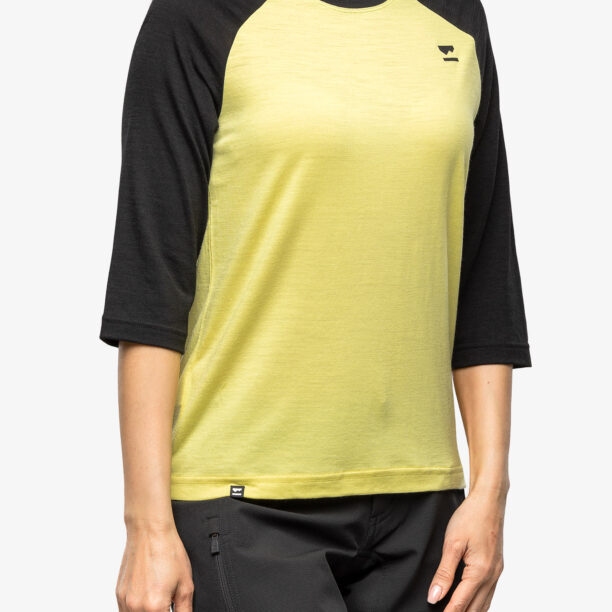 Tricou femei Mons Royale Tarn Merino Shift Raglan 3/4 - black/limelight