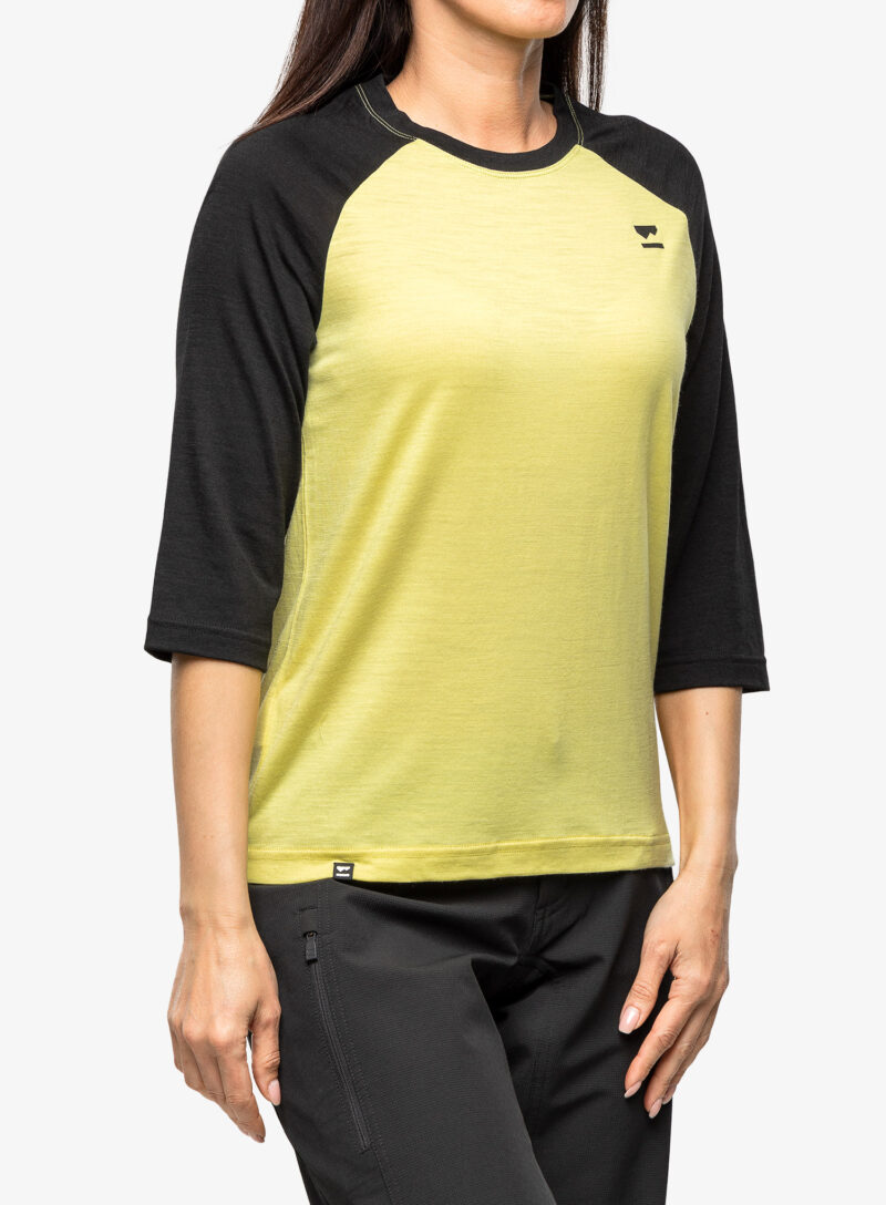 Tricou femei Mons Royale Tarn Merino Shift Raglan 3/4 - black/limelight