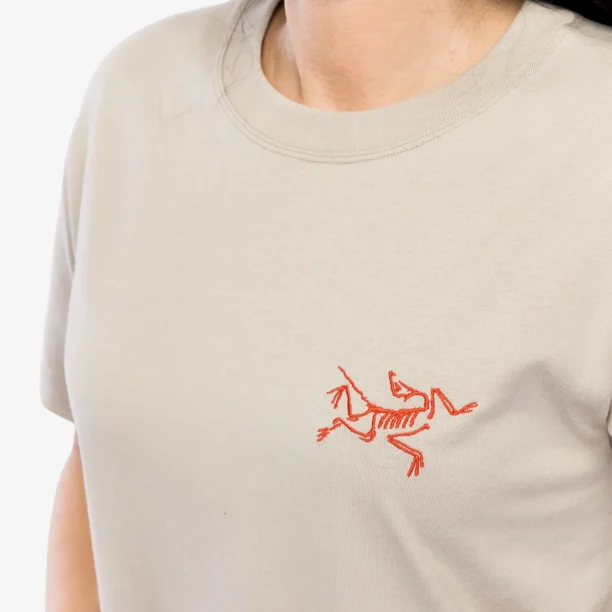 Original Tricou femei bumbac Arcteryx Kragg Cotton Little Bird Crew SS - rune/solaris