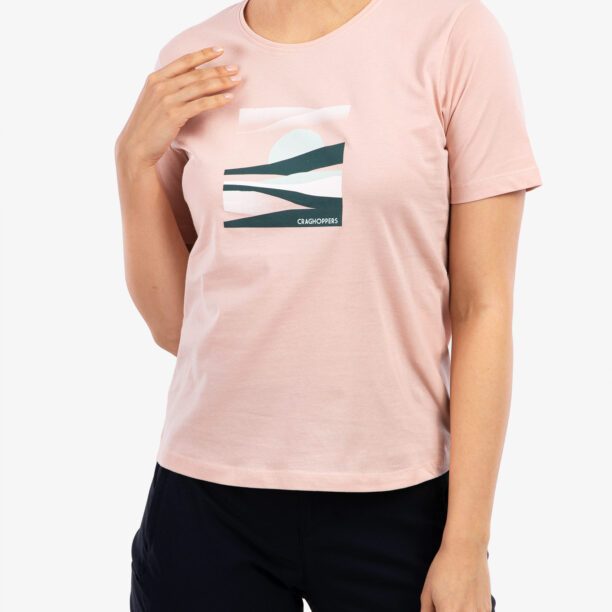 Tricou femei bumbac Craghoppers Ally S/S T-Shirt - pink clay sunset