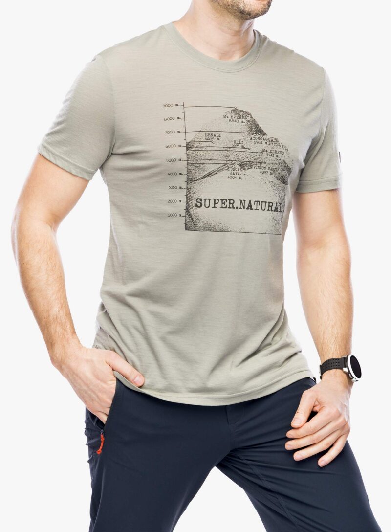 Cumpăra Tricou lana merinos Super.natural 7 Peaks Tee - dried sage/black ink