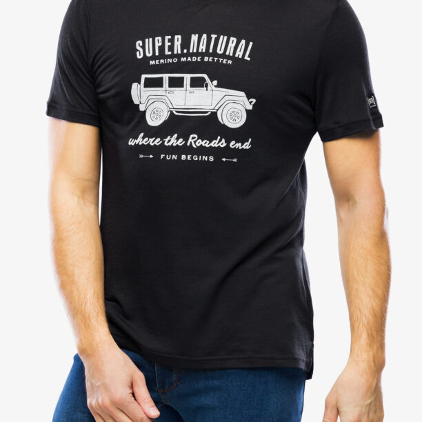 Tricou lana merinos Super.natural All Terrain - jet black/fresh white