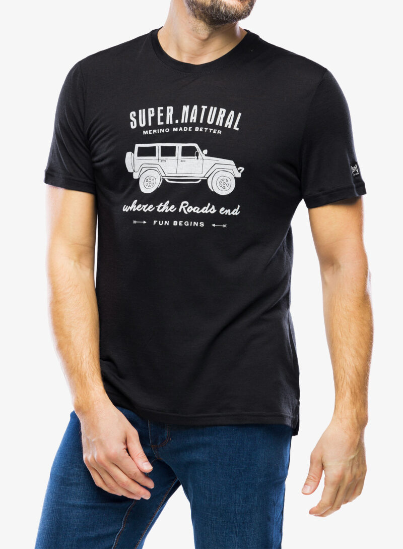 Tricou lana merinos Super.natural All Terrain - jet black/fresh white