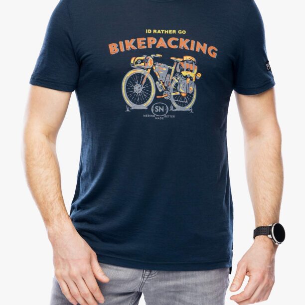 Tricou lana merinos Super.natural Bikepacking Tee - blueberry/various