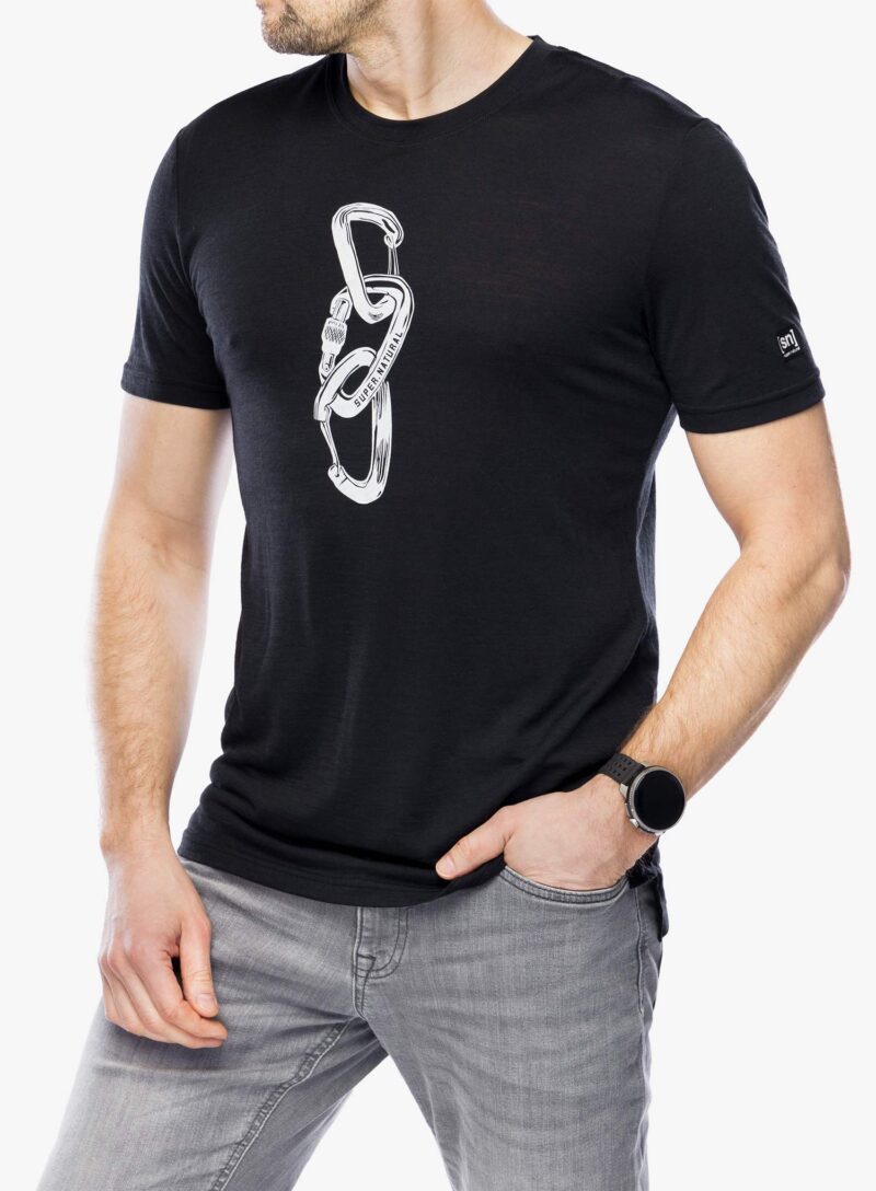 Tricou lana merinos Super.natural Carabineri Tee - jet black/vapor grey