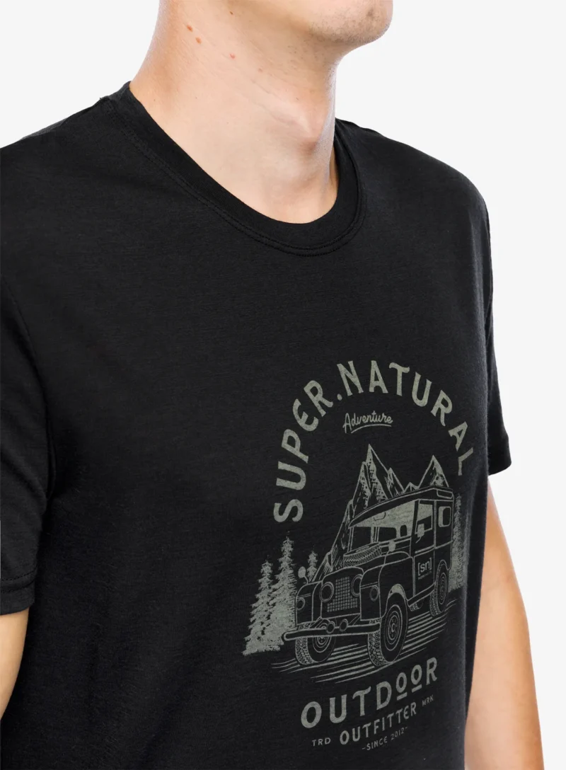 Original Tricou lana merinos Super.natural Landi Tee - jet black/tea leaf