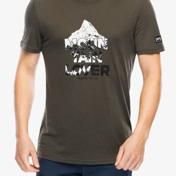 Tricou lana merinos Super.natural Mount Rundle Tee - black ink/fresh wht/jet black