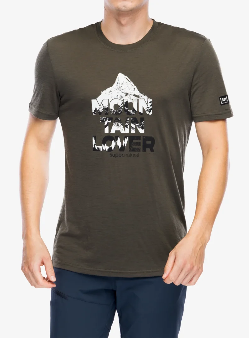 Tricou lana merinos Super.natural Mount Rundle Tee - black ink/fresh wht/jet black