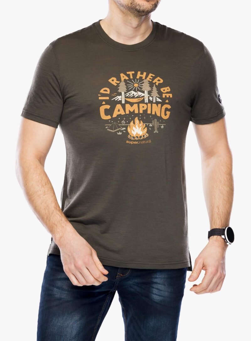 Tricou lana merinos Super.natural No Glamping Tee - black ink/various