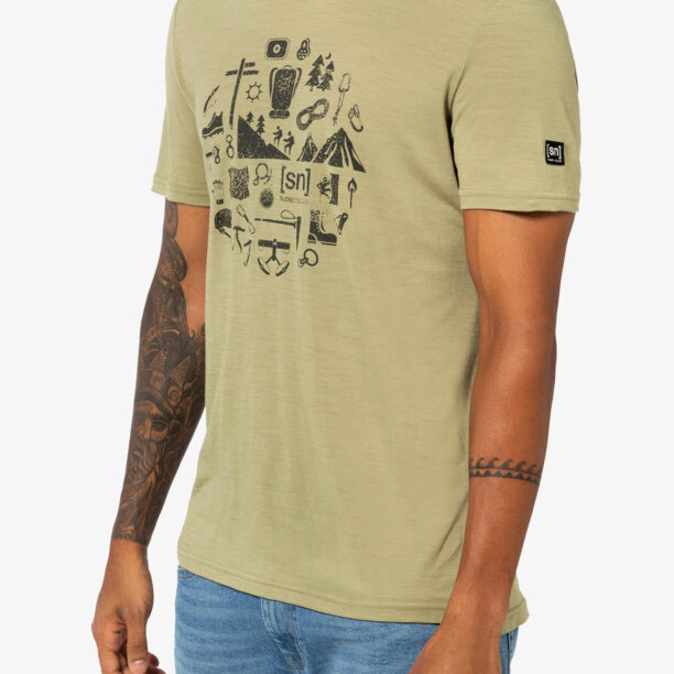 Tricou lana merinos Super.natural Well Equipped Tee - aloe/black ink