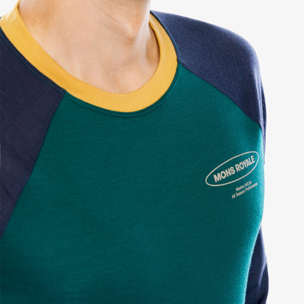 Original Tricou maneca lunga Mons Royale Icon Raglan - evergreen/midnight