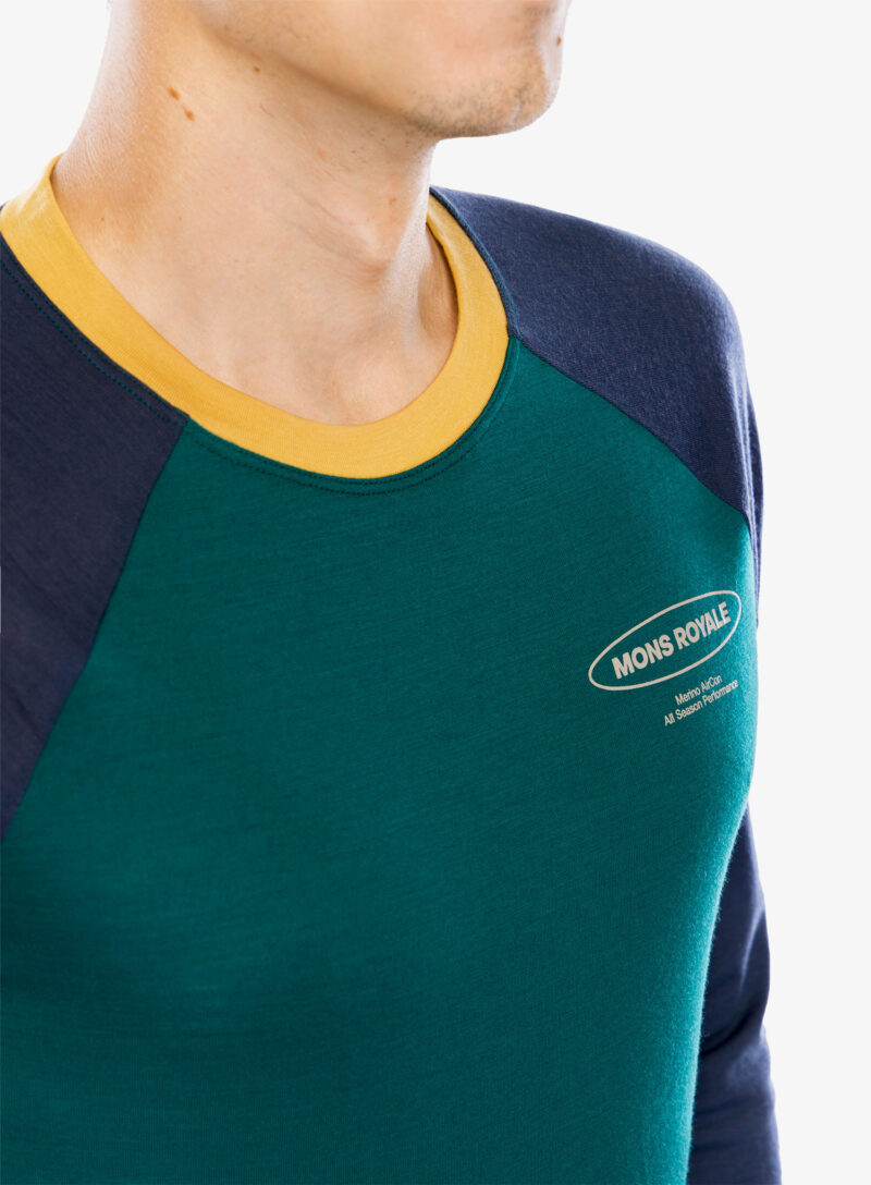 Original Tricou maneca lunga Mons Royale Icon Raglan - evergreen/midnight