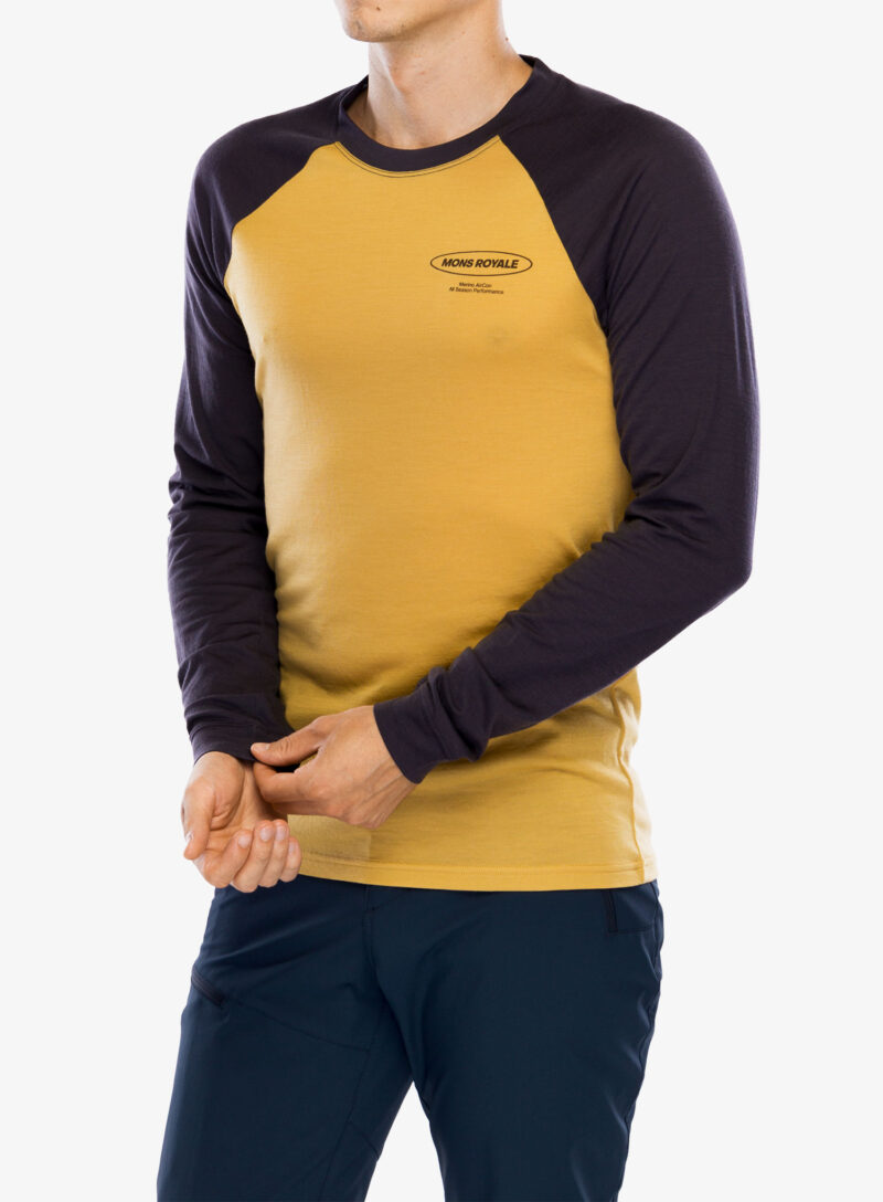 Cumpăra Tricou maneca lunga Mons Royale Icon Raglan - shale/honey