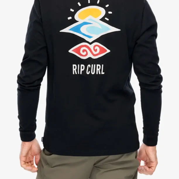 Tricou maneca lunga Rip Curl Search Icon L/S Tee - black/black preţ