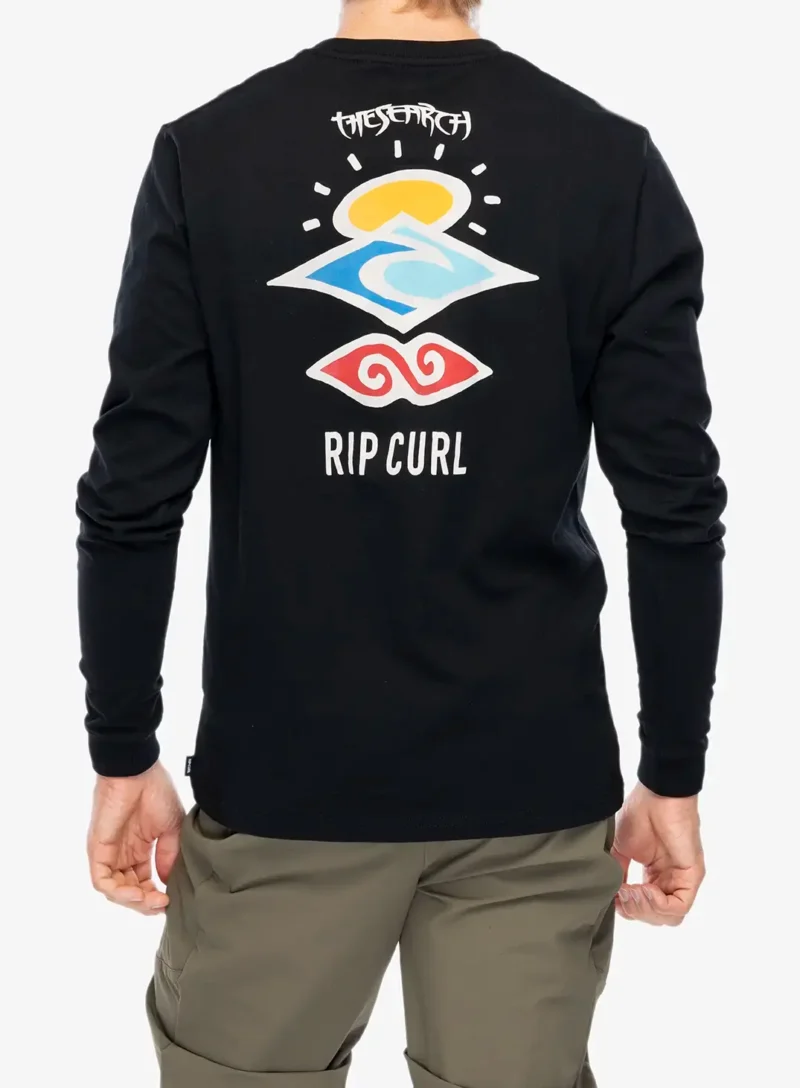 Tricou maneca lunga Rip Curl Search Icon L/S Tee - black/black preţ