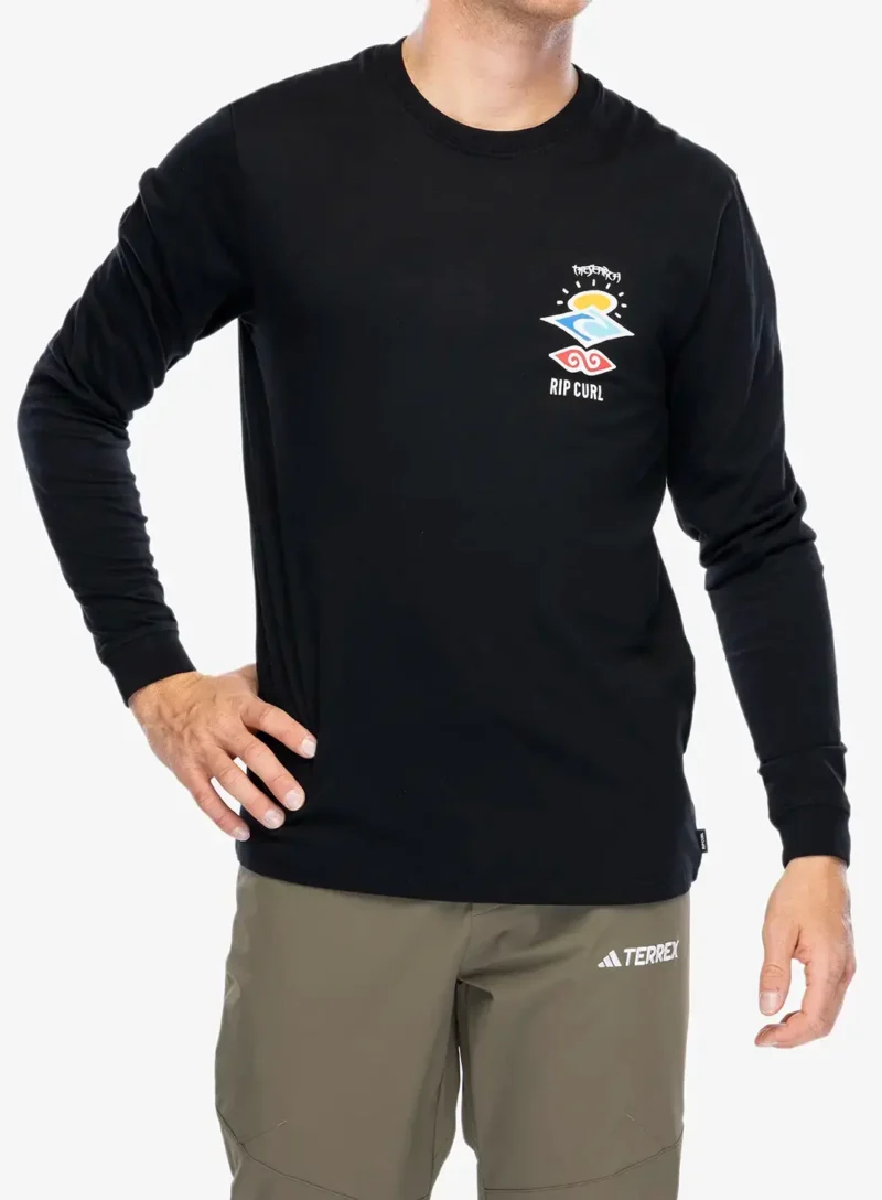 Tricou maneca lunga Rip Curl Search Icon L/S Tee - black/black