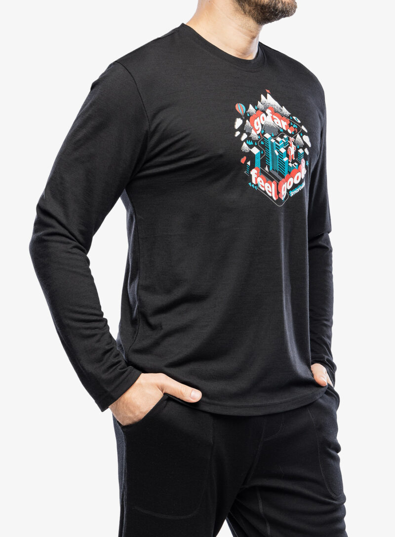 Preţ Tricou maneca lunga Smartwool Denver Go Far Feel Good Graphic Long Sleeve Tee - black