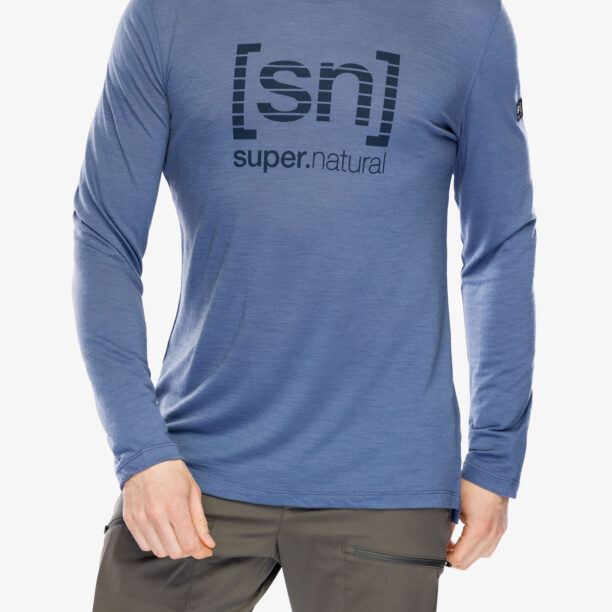 Tricou maneca lunga Super.natural Grid Logo Ls - night blue/blueberry