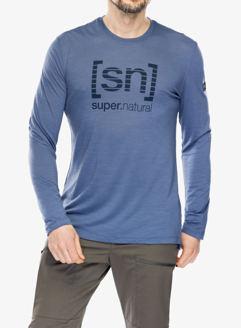 Tricou maneca lunga Super.natural Grid Logo Ls - night blue/blueberry