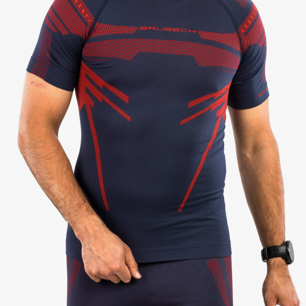 Tricou termic de corp barbati Brubeck Dry T-shirt - navy/red