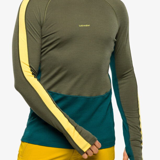 Tricou termic de corp barbati Icebreaker 200 ZoneKnit LS Crewe - green