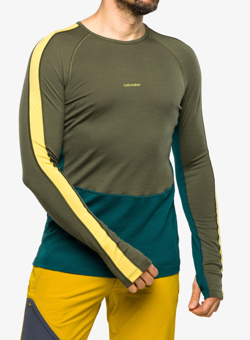 Tricou termic de corp barbati Icebreaker 200 ZoneKnit LS Crewe - green