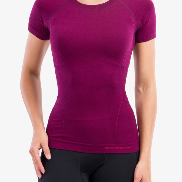 Tricou termic femei Brubeck Active Wool T-shirt - plum