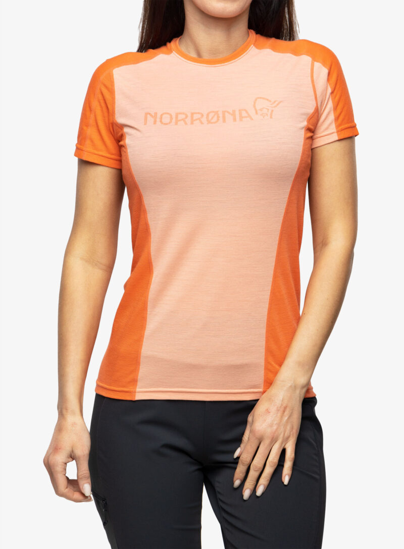 Tricou termic femei Norrona Falketind Equaliser Merino T-Shirt - peach amber/orange alert