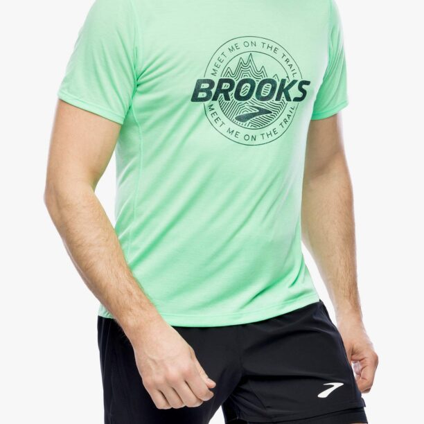 Cumpăra Tricou uscare rapida Brooks Distance Short Sleeve 3.0 - hyper green/brooks