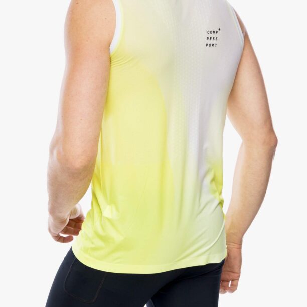 Preţ Tricou uscare rapida Compressport Performance Tank - safe yellow