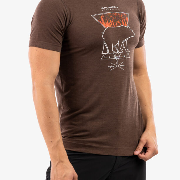 Cumpăra Tricou uscare rapida barbati Brubeck Outdoor Wool Pro T-Shirt - brown/bear