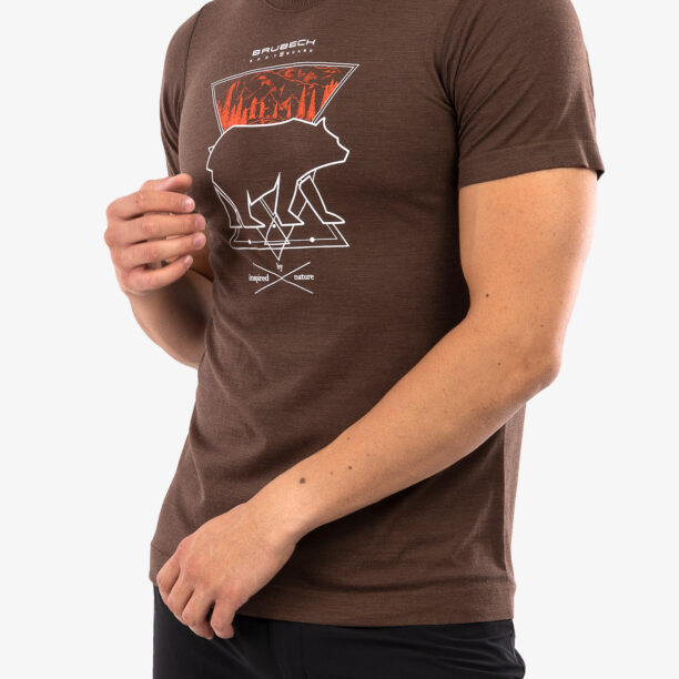 Original Tricou uscare rapida barbati Brubeck Outdoor Wool Pro T-Shirt - brown/bear