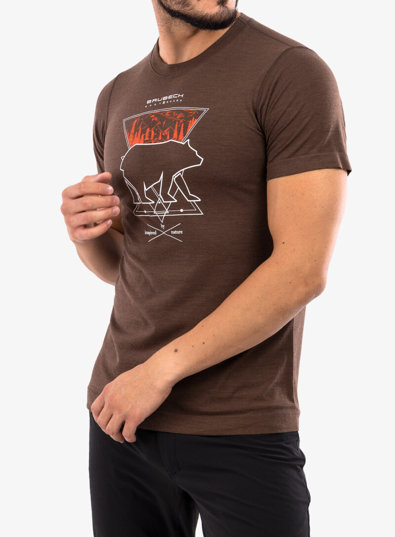 Original Tricou uscare rapida barbati Brubeck Outdoor Wool Pro T-Shirt - brown/bear