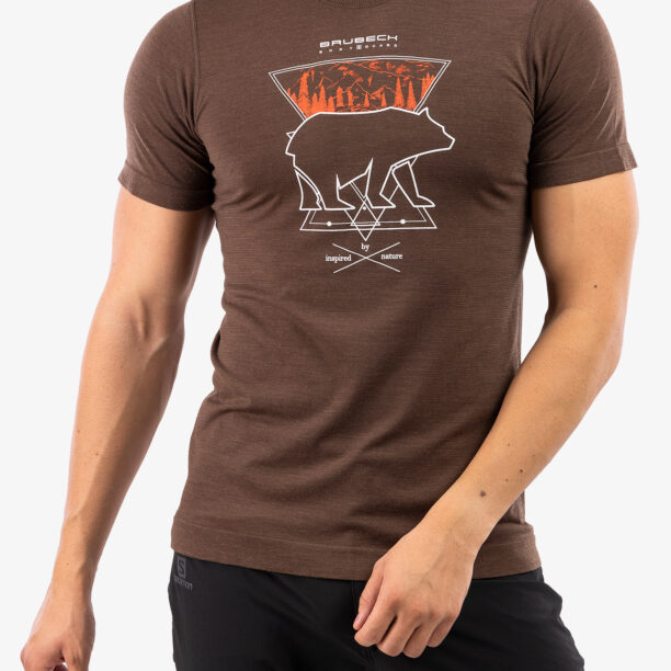 Tricou uscare rapida barbati Brubeck Outdoor Wool Pro T-Shirt - brown/bear