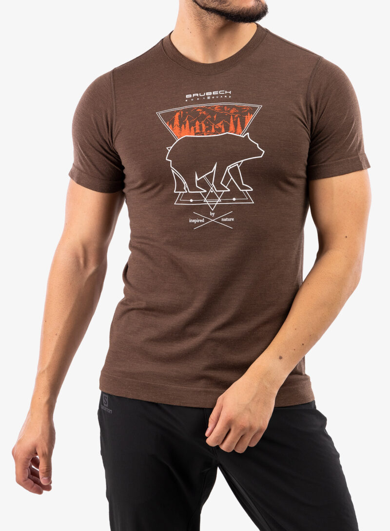 Tricou uscare rapida barbati Brubeck Outdoor Wool Pro T-Shirt - brown/bear