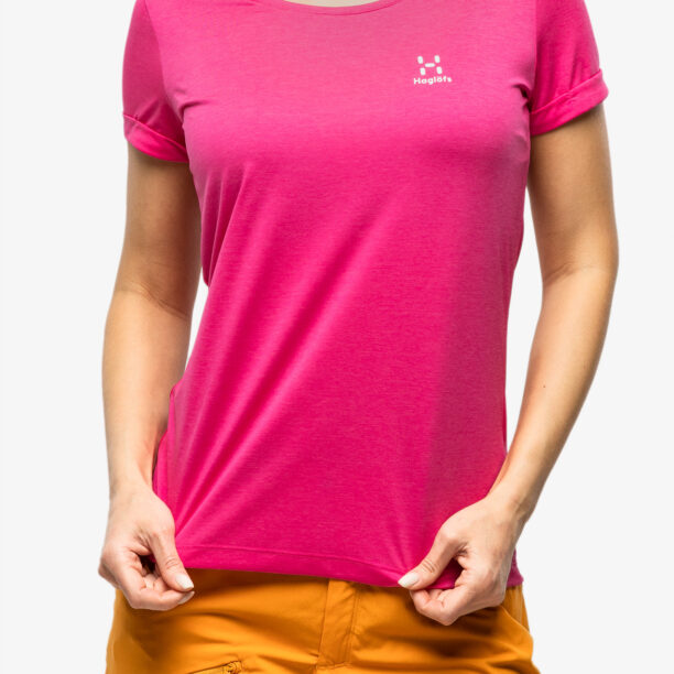 Tricou uscare rapida femei Haglofs Ridge Hike Tee - ultra pink