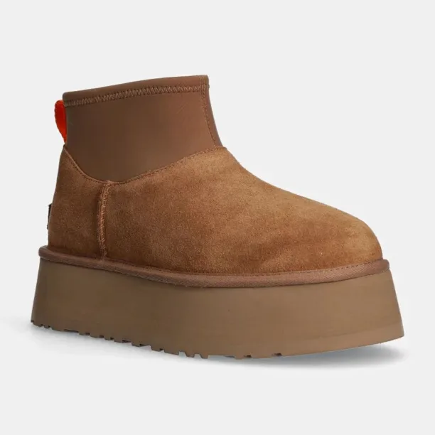 UGG cizme de zapada din piele intoarsa Classic Mini Dipper culoarea maro